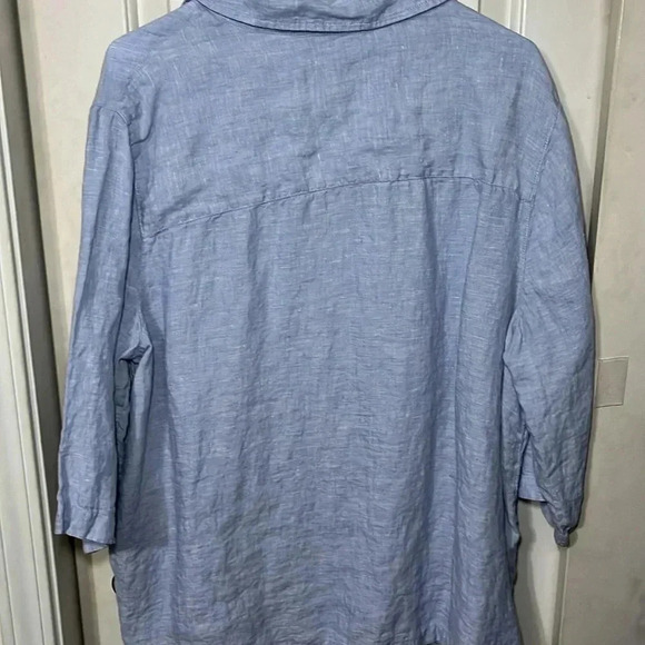 TAHARI Linen Short Sleeve Tunic Top‎ Coastal Beach Swim Cover Lagenlook Summer - Picture 5 of 11